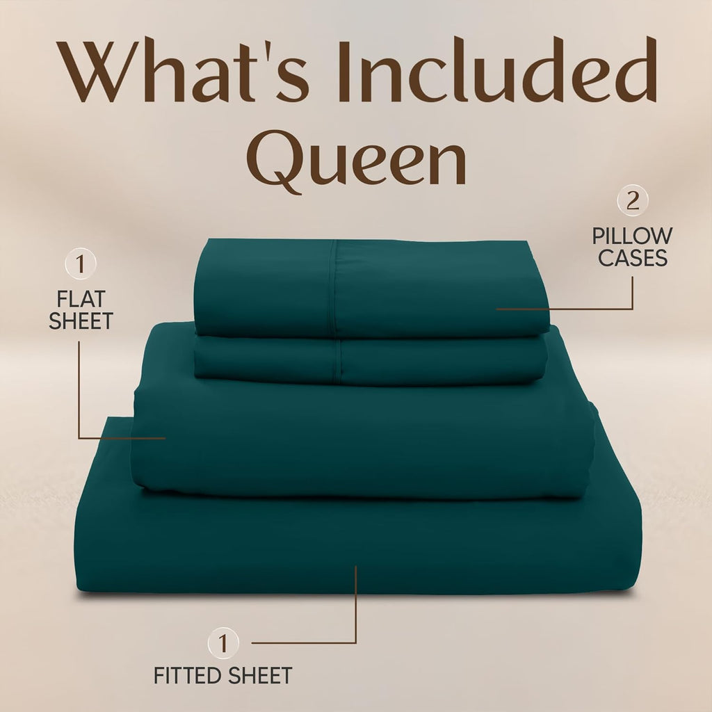Utopia Bedding Queen Size Sheet Set - Soft, Breathable Microfiber, 4-Piece in Teal Green | Oeko-Tex Certified