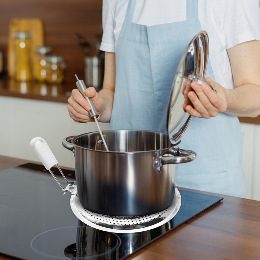 Heat Diffuser,Stainless Steel Heat Diffuser With Cool Touch Handle for Gas and Electric Stove Induction Cooktop Compatibility Simmer Plate Even Heat Distribution Food Warmer(size:7.99 x 7.36inch)
