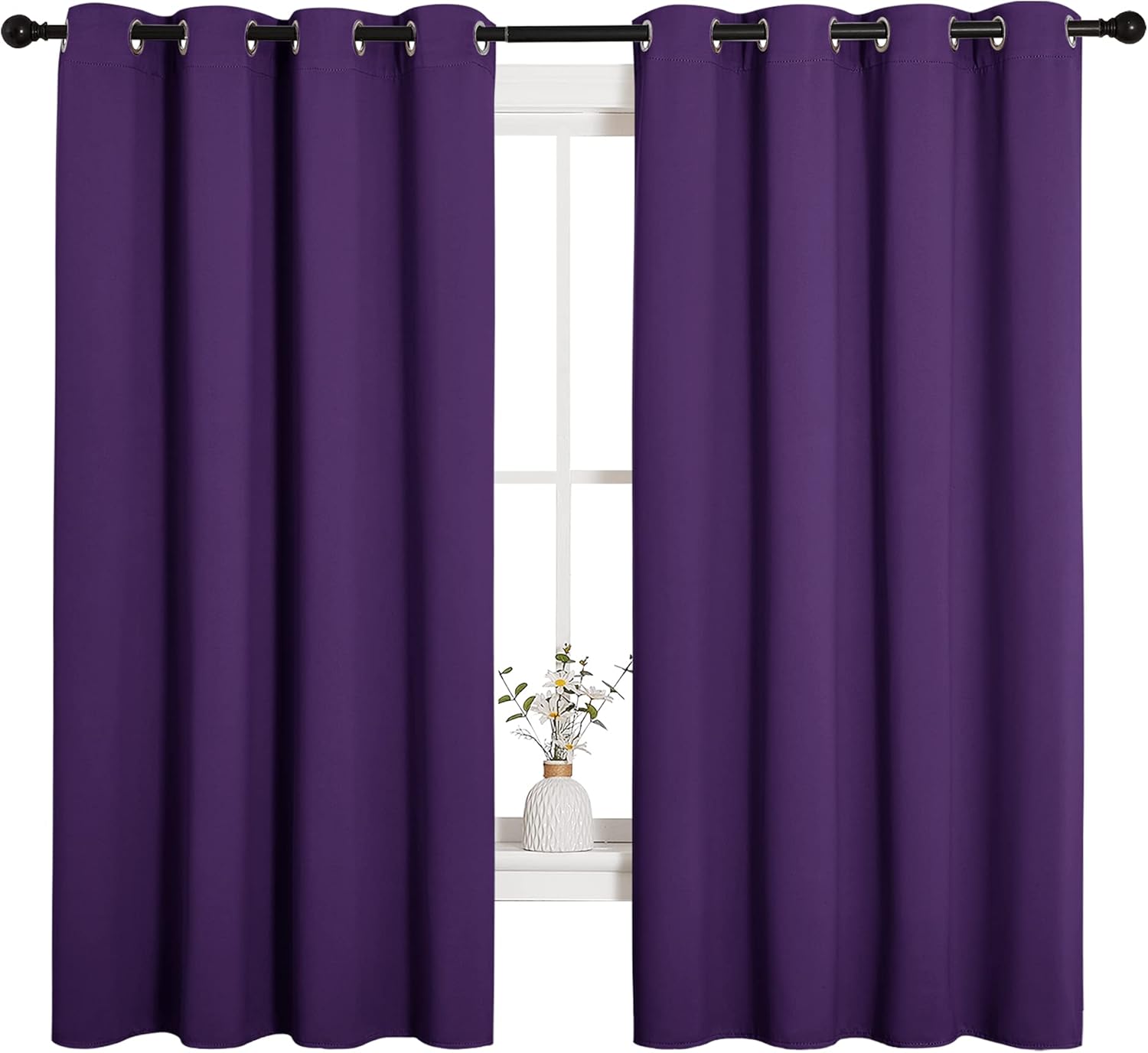 NICETOWN Blackout Draperies Curtains - Thermal Insulated Triple Weave Panels, Set of 2 (55 x 68 inches, Royal Purple)