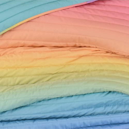 Lush Decor Rainbow Ombre 3 Piece Quilt Set, Full/Queen, Rainbow & Turquoise