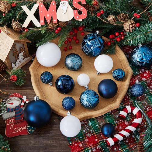 87-Pack Shatterproof Christmas Tree Ornaments Set - Holiday Decorations with Gift Box