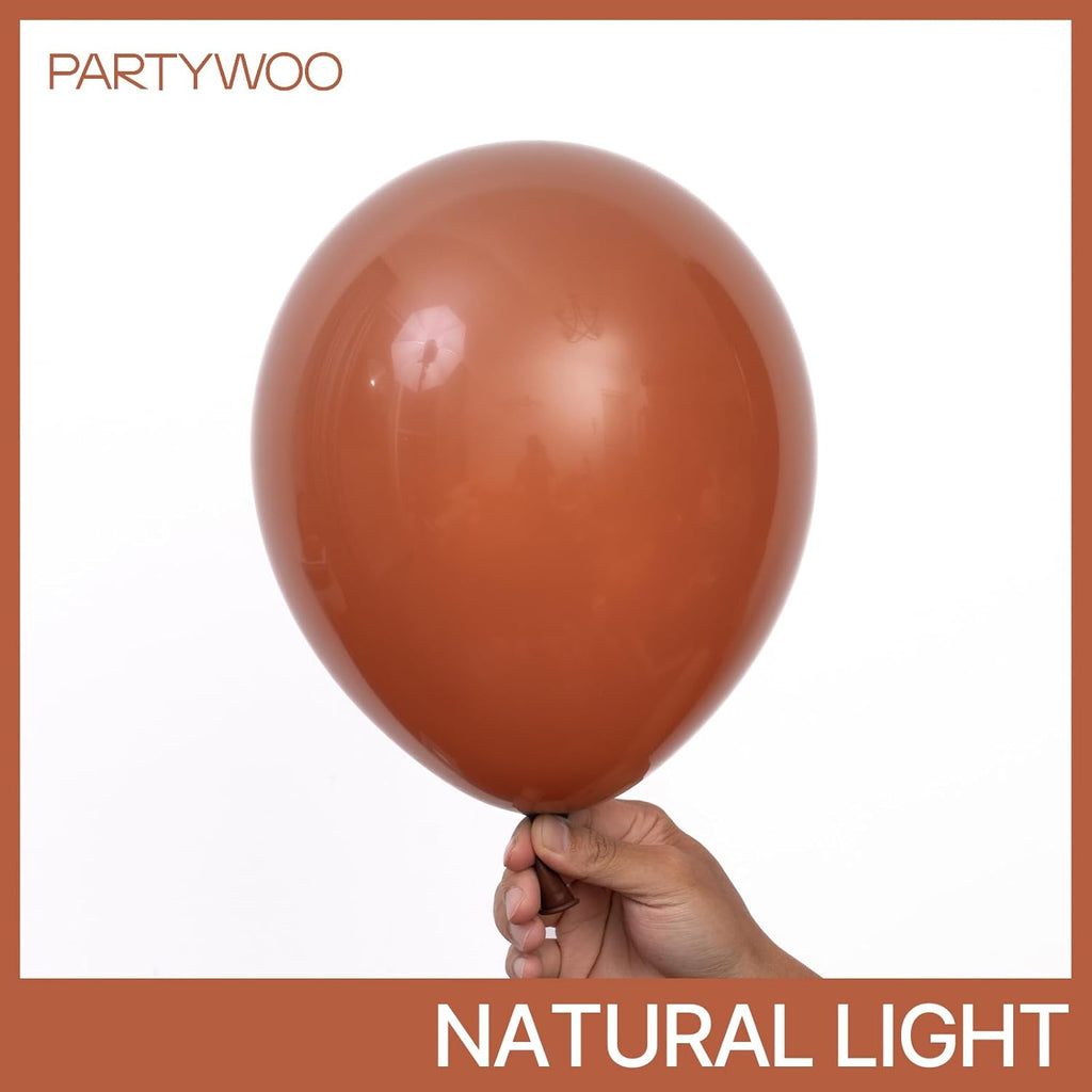 PartyWoo Dark Brown Balloons - 140-Piece Boho Neutral Balloon Arch Kit | 5-18 Inch for Birthday & Baby Shower Decor