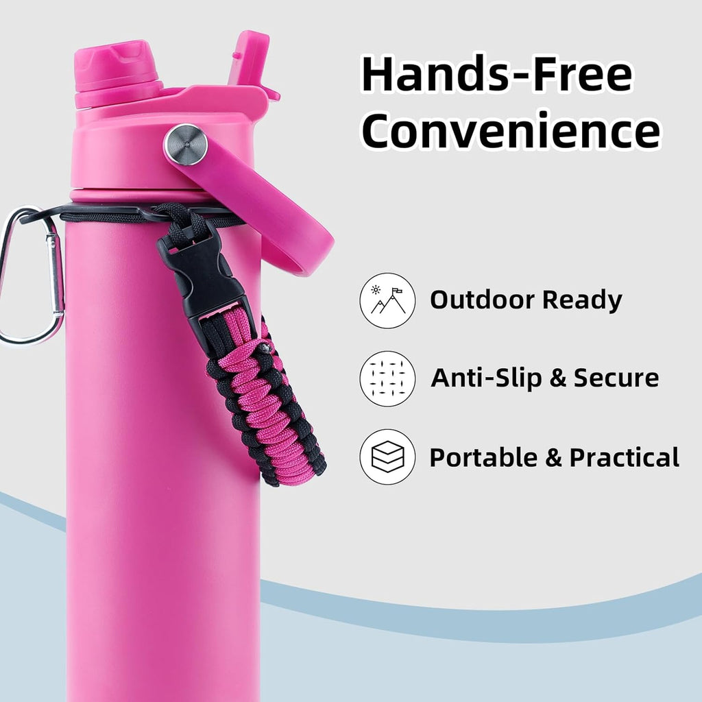 Skiennix 26oz Insulated Water Bottle - 2-in-1 Straw & Spout Lid | Leak-Proof, Keeps Drinks Cold for 24H, Pink