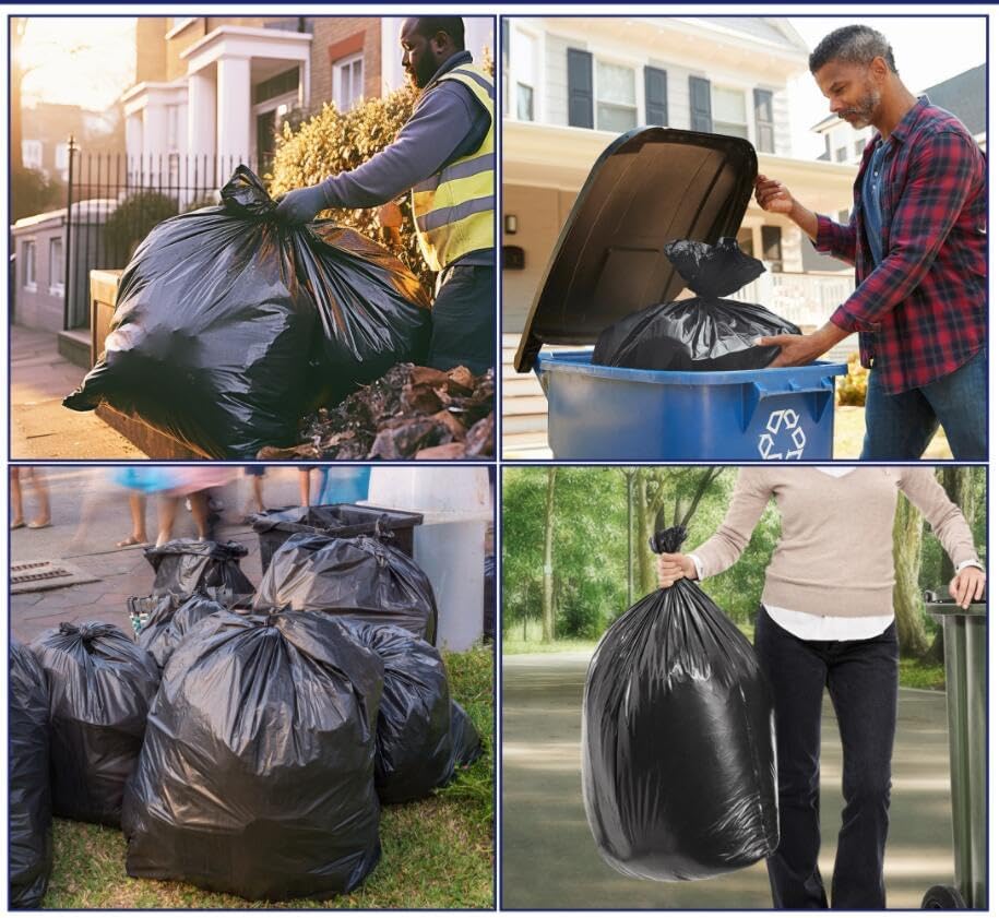 Teivio Large Black Trash Bags - 30-33 Gallon | 40 Count All-Purpose Garbage Liners for Home & Office