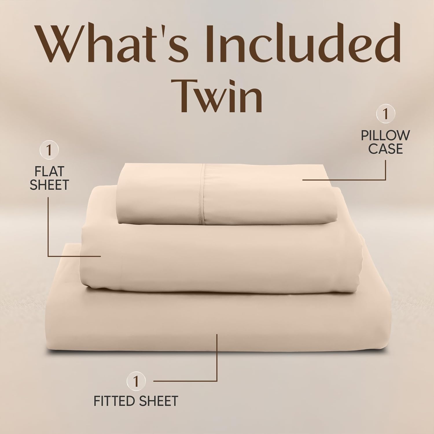 Utopia Bedding Twin Sheet Set - Soft, Breathable Microfiber | 3-Piece Bed Sheets in Beige