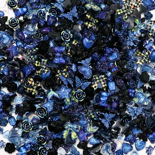 Briskbloom 320PCS Black 3D Nail Charms Kawaii Resin Flatback Y2K Art