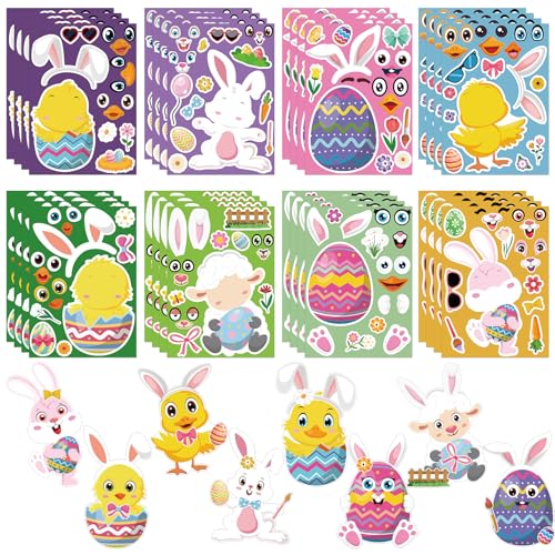 DIY Easter Sticker Kits - 32 Sheets of Creative Egg & Bunny Designs