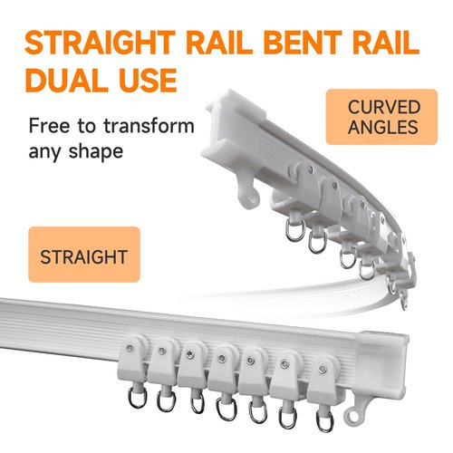 16.4FT Flexible Bendable Ceiling Curtain Track,Curved Slide Rail Curtains for Track System as Room Divider,Hospital Wall Mounted Ceiling Mount RV Shower Track (5m)