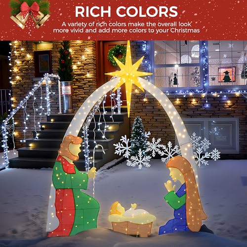 Outdoor 6ft Lighted Nativity Scene Set with 240 LED Lights for Christmas Yard and Garden