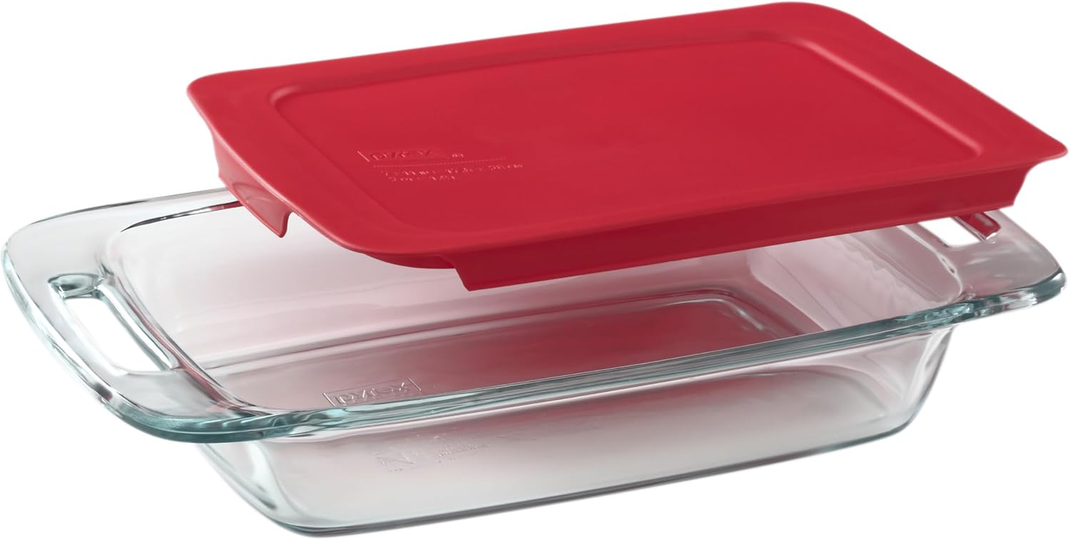 Pyrex Easy Grab 2-Qt Glass Baking Dish - Non-Toxic, BPA-Free Lid | Dishwasher & Microwave Safe