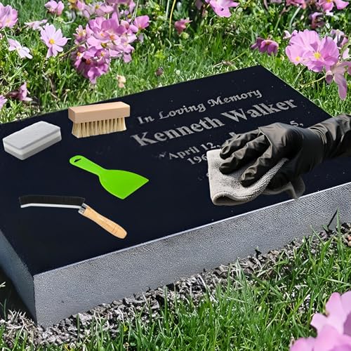 7-Piece Headstone Cleaning Kit with Brushes, Cloth & Gloves