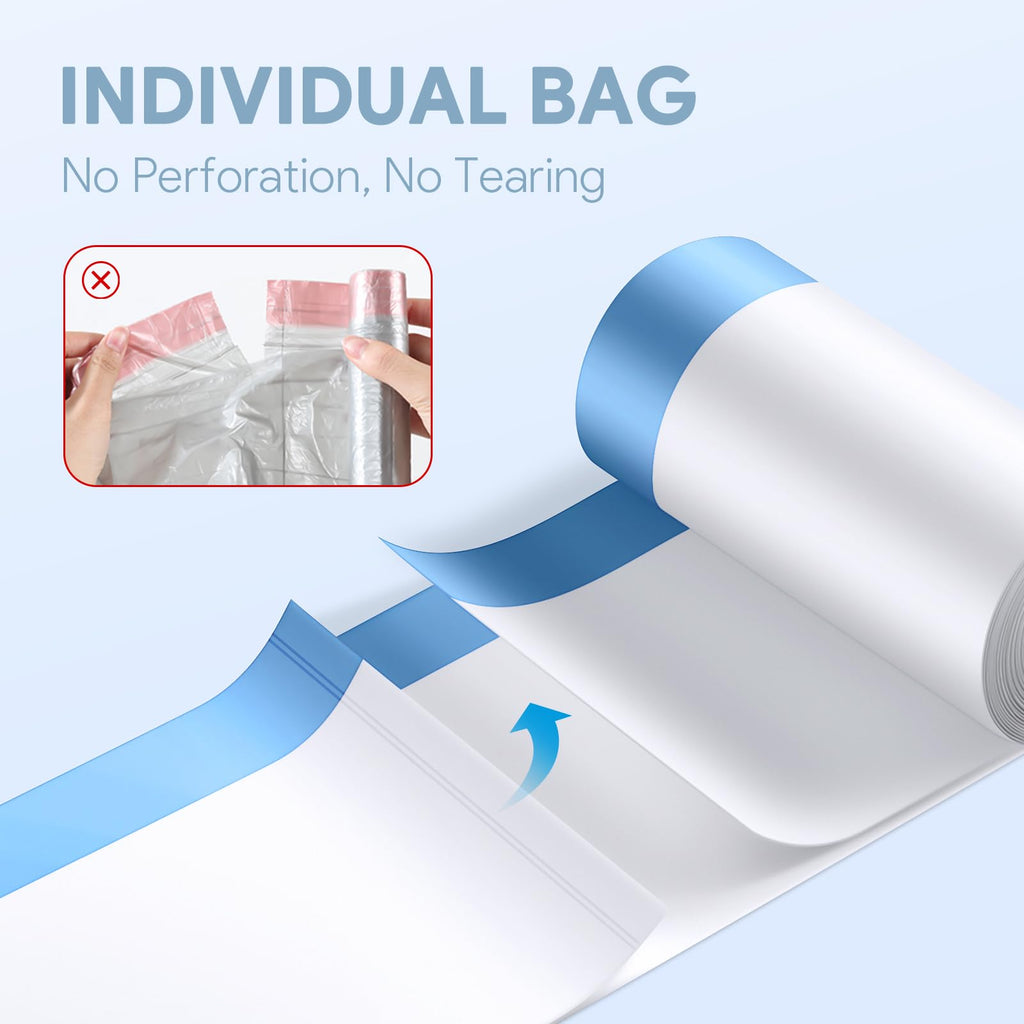 4 Gallon Small Trash Bags, Drawstring 4 Gallon Garbage Bags, Tear-Free Separated Unscented White Small Trash Bags Plastic Wastebasket Liners for Bathroom Toilet Home Office and Bedroom, 80 Count