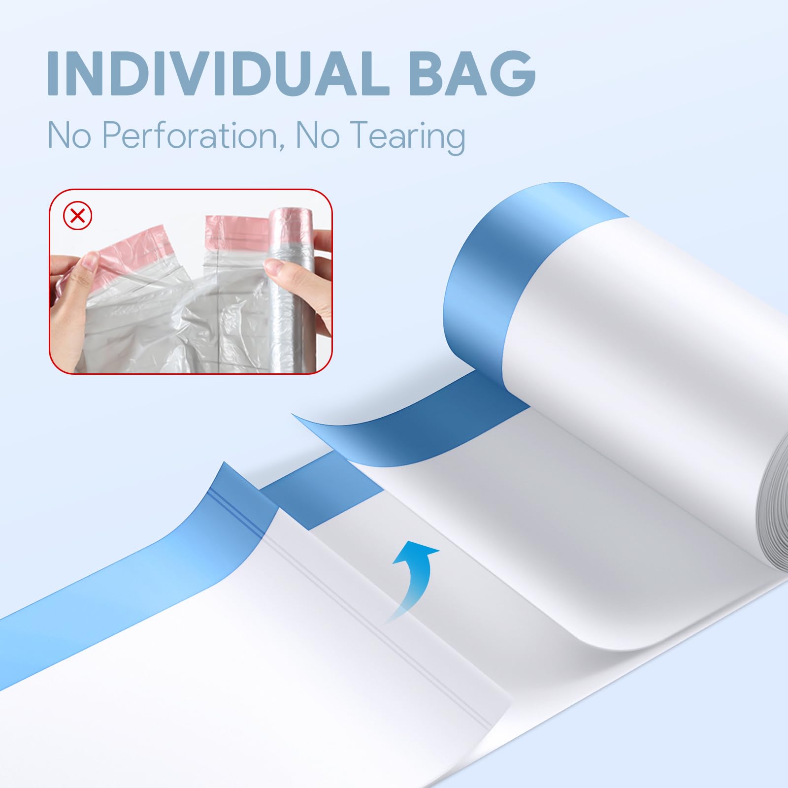 4 Gallon Small Trash Bags, Drawstring 4 Gallon Garbage Bags, Tear-Free Separated Unscented White Small Trash Bags Plastic Wastebasket Liners for Bathroom Toilet Home Office and Bedroom, 80 Count