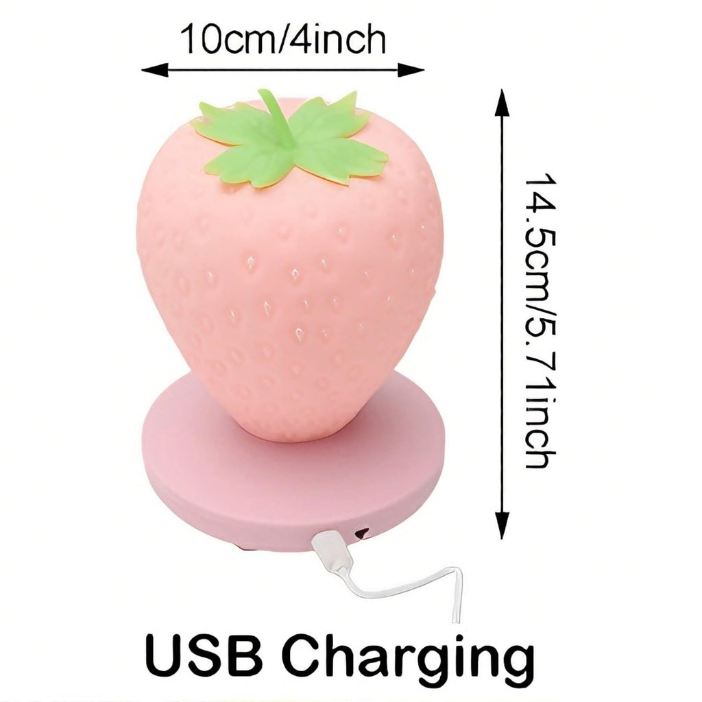 Rivonthex ‌Strawberry Night Light, Cute Silicone LED Touch Strawberry Lamp, USB Rechargeable, 3 Modes Dimmable, Color Changing Bedside Lamp, Valentine's Day, Birthday Gifts