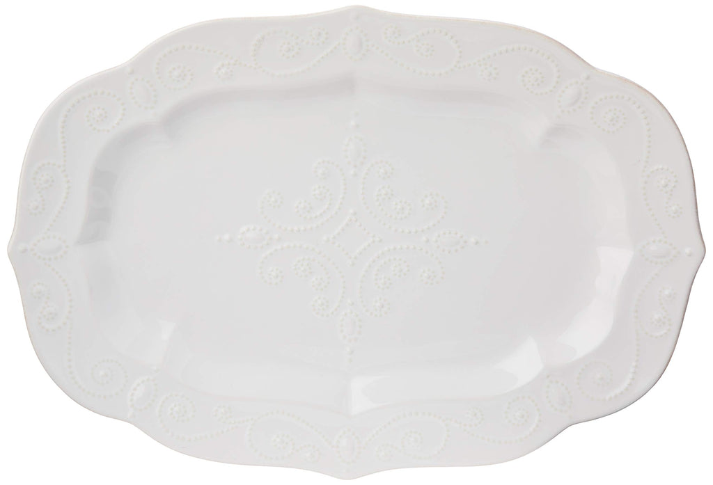 Lenox Serveware, Lenox French Perle White Serving Platter, Oval Shape, 18.5-Inch, Stoneware, Dishwasher Safe, Turkey Platter for Thanksgiving, Winter Hosting, Christmas Serving (White, 1 Piece)