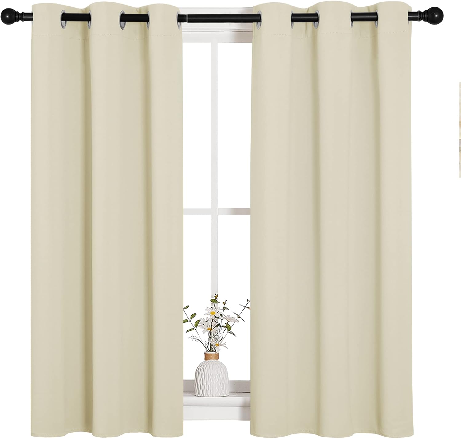 NICETOWN Room Darkening Curtain Panels - Thermal Insulated Grommet Top Drapes | Beige, 2 Panels, W34 x L45