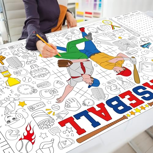 Giant Baseball Coloring Poster for Kids - 70.8 x 31 Inches