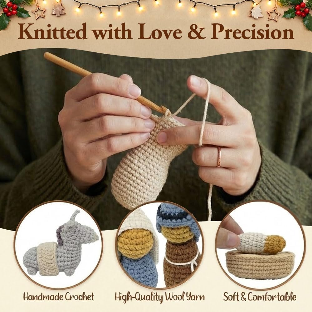OASSIE Nativity Set - Handmade Crochet Christmas Decorations | Indoor Christian Gifts for Home Decor