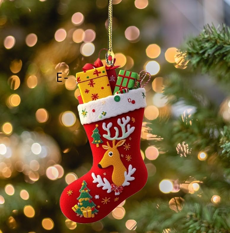Cute Acrylic Christmas Tree Ornaments Set - 6 Unique Designs