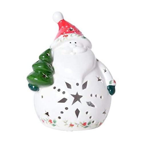 Pfaltzgraff Winterberry Santa Light Decorative Figurine, 7.5 inch White