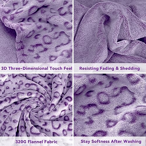 Purple Leopard Print Fleece Throw Blanket - Soft & Cozy