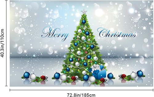 GOER 78 Inch Christmas Banner - Festive Party Decoration with Merry Christmas Design & Tree Motif