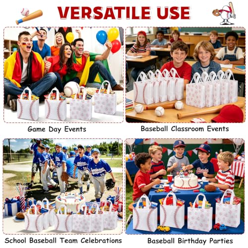 Soarvita 12 Pack Baseball Goodie Bags - Reusable Party Favor Bags