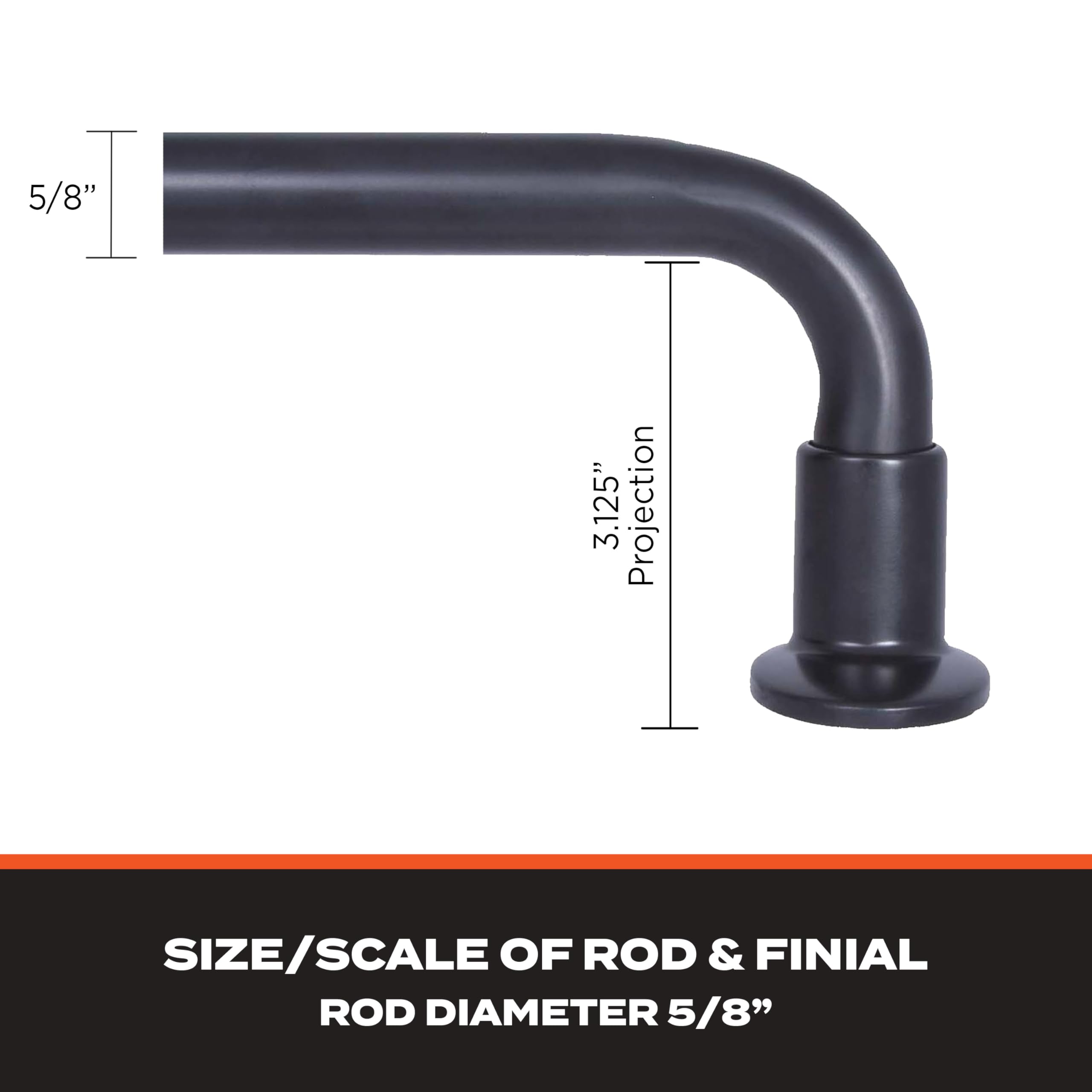 Sun Zero – Wrap Around Curtain Rod, Blackout Room Darkening Design with 5/8" Steel Tube, Adjustable 28–48", Black