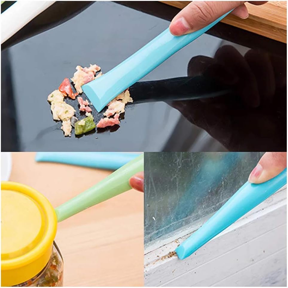 Skiennix 3 PCS Multipurpose Cleaning Scraper Tool - Non-Scratch Hard Plastic for Kitchen & Label Removal