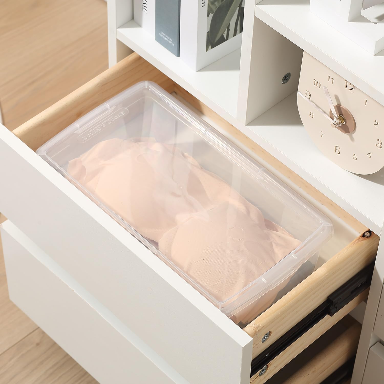 Stackable Clear Storage Bins - 12-Pack Plastic Shoe Boxes with Lids | 6 Quart Latching Containers