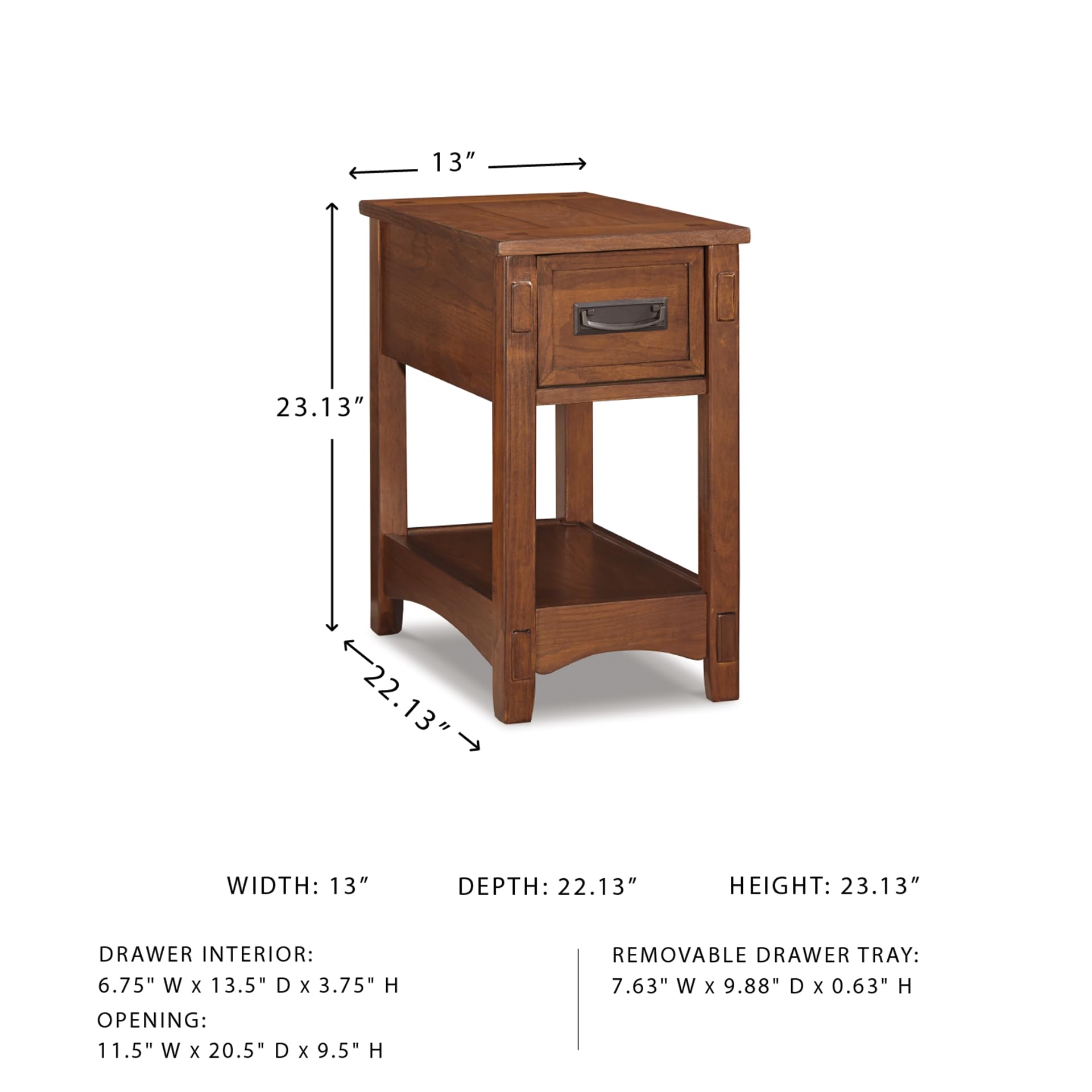 Signature Design by Ashley Breegin New Traditional Wooden Chair Side End Table with 1 Drawer and 1 Fixed Shelf, Brown