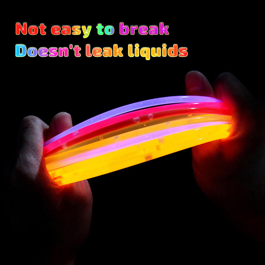HONLYNE 200 Pcs Glow Sticks Bulk Party Pack, 8'' Glow in the Dark Party Supplies, Glow in the Dark Light Up Sticks with Connectors, Party Favors for Birthday, Concert, Raves, Halloween, Christmas