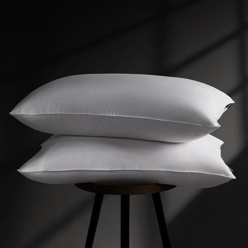 DOWNSTORIA Goose Feather Down Pillows - Queen Size Set of 2 | Soft Medium Firm for Side & Back Sleepers 20 x 30 in.
