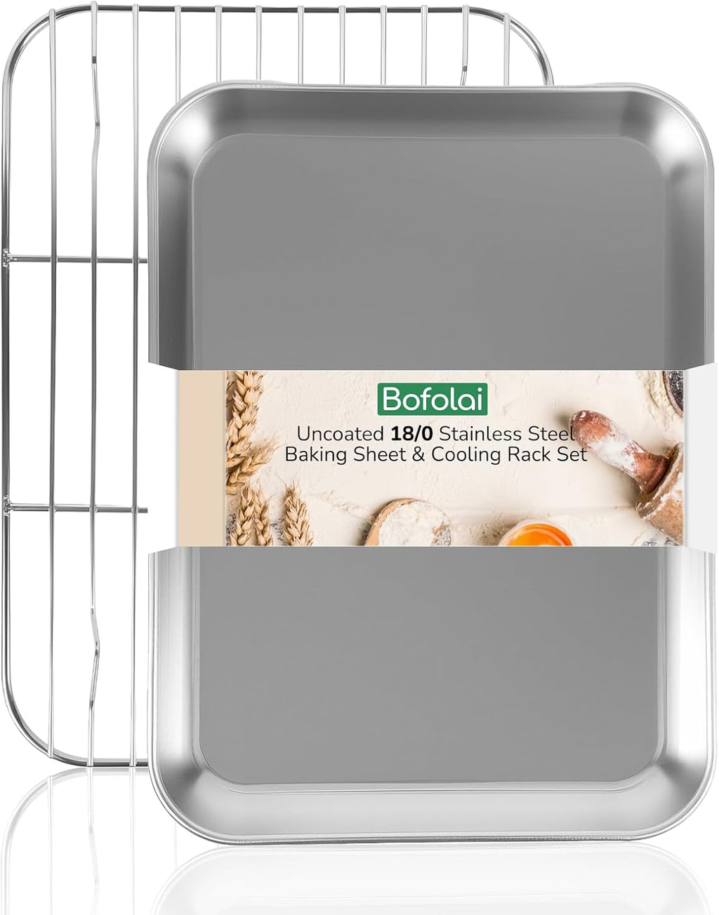 Skiennix 12.4 Inch Stainless Steel Baking Sheet - Oven-Safe, Non-Toxic & Rust Resistant for Healthy Baking