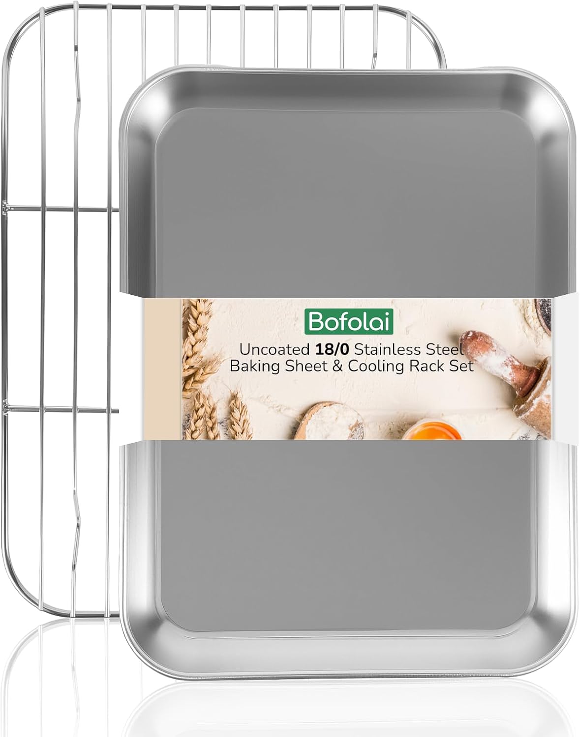 Skiennix 12.4 Inch Stainless Steel Baking Sheet - Oven-Safe, Non-Toxic & Rust Resistant for Healthy Baking