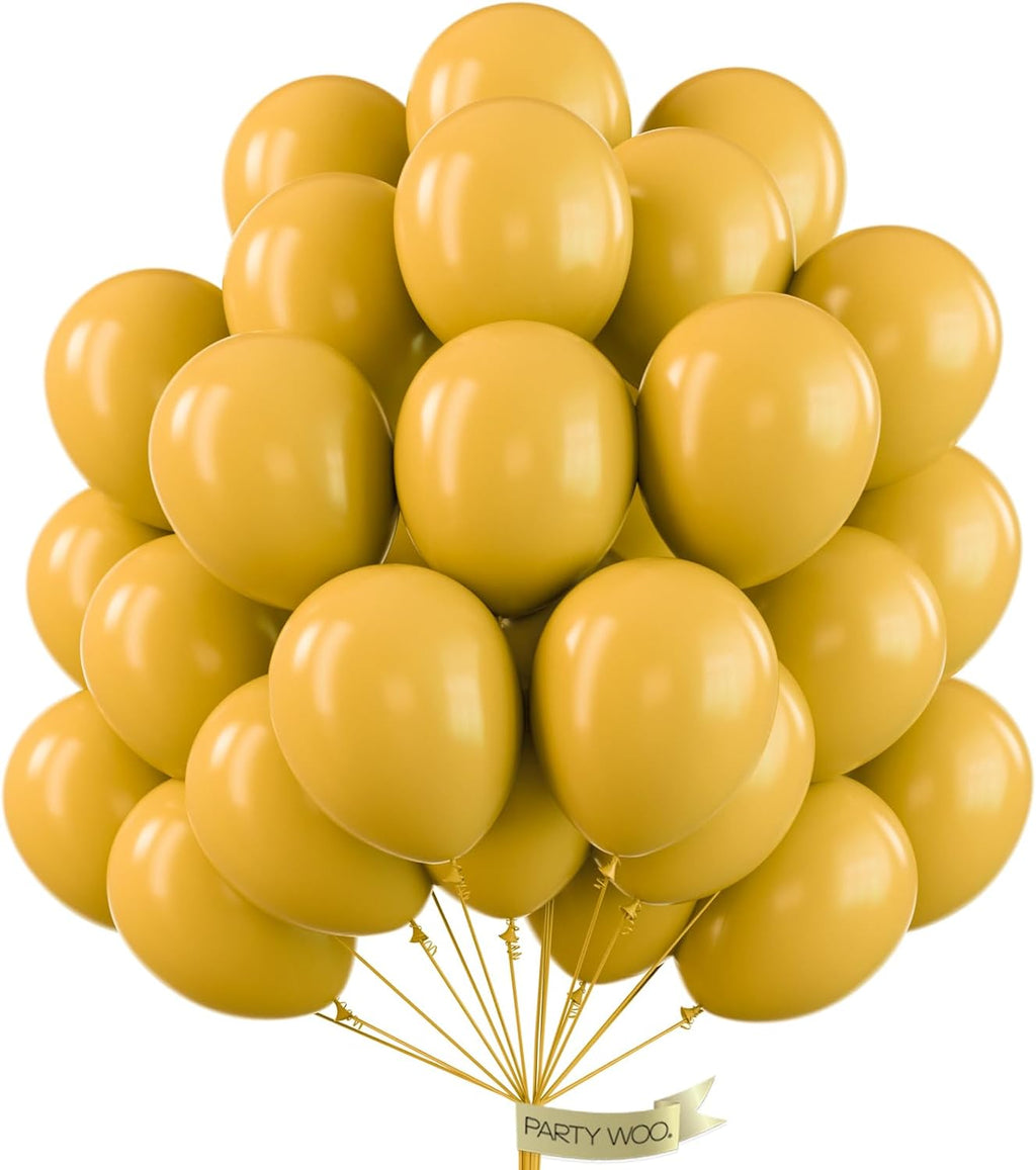 PartyWoo Mustard Yellow Balloons - 50pcs 12 Inch Boho Neutral Fall Decor for Birthdays & Showers