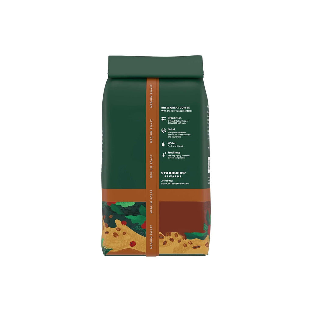 Starbucks Ground Coffee - Medium Roast House Blend | Six 18 oz Bags for Hot or Iced Coffee
