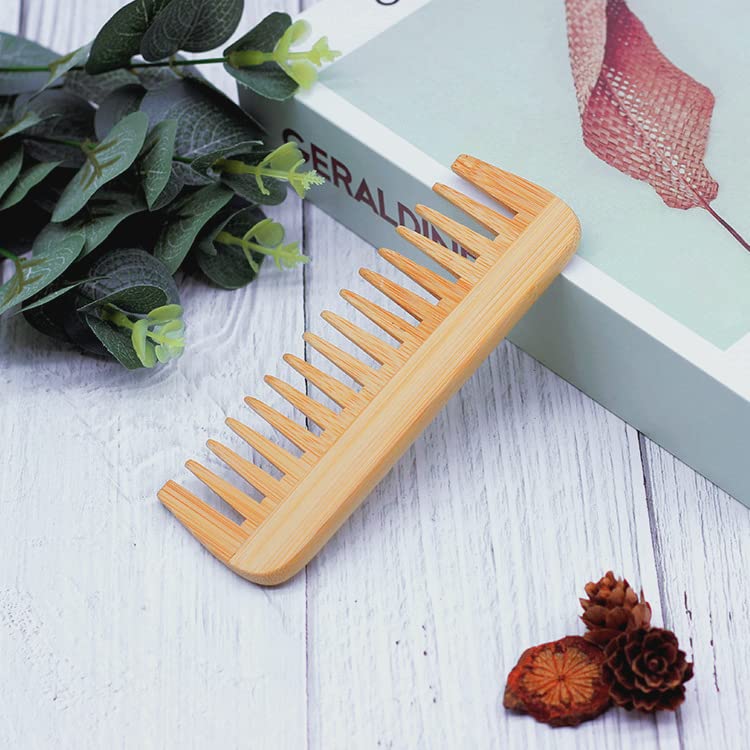 Mnixy Bamboo Wide-Tooth Hair Detangling Comb Anti-Static