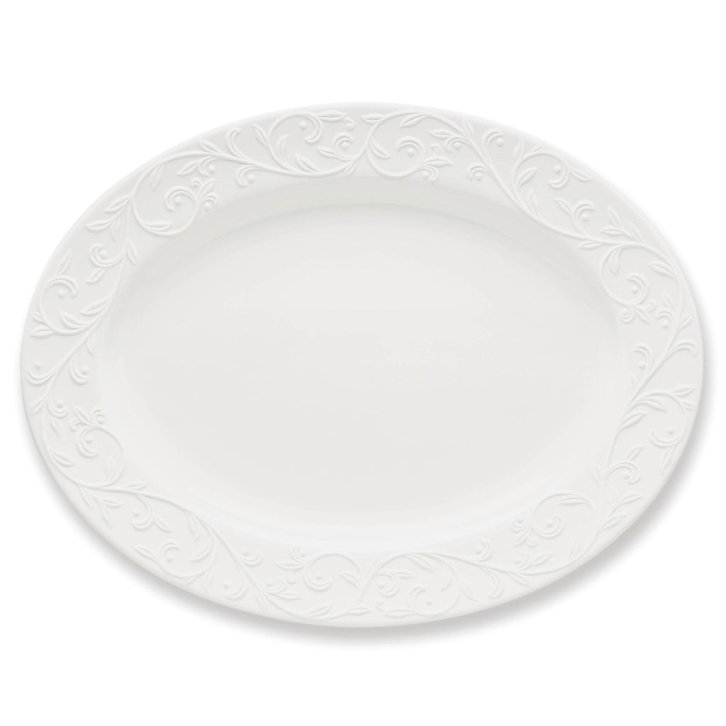 Lenox Opal Innocence Carved Large Oval Platter -,White