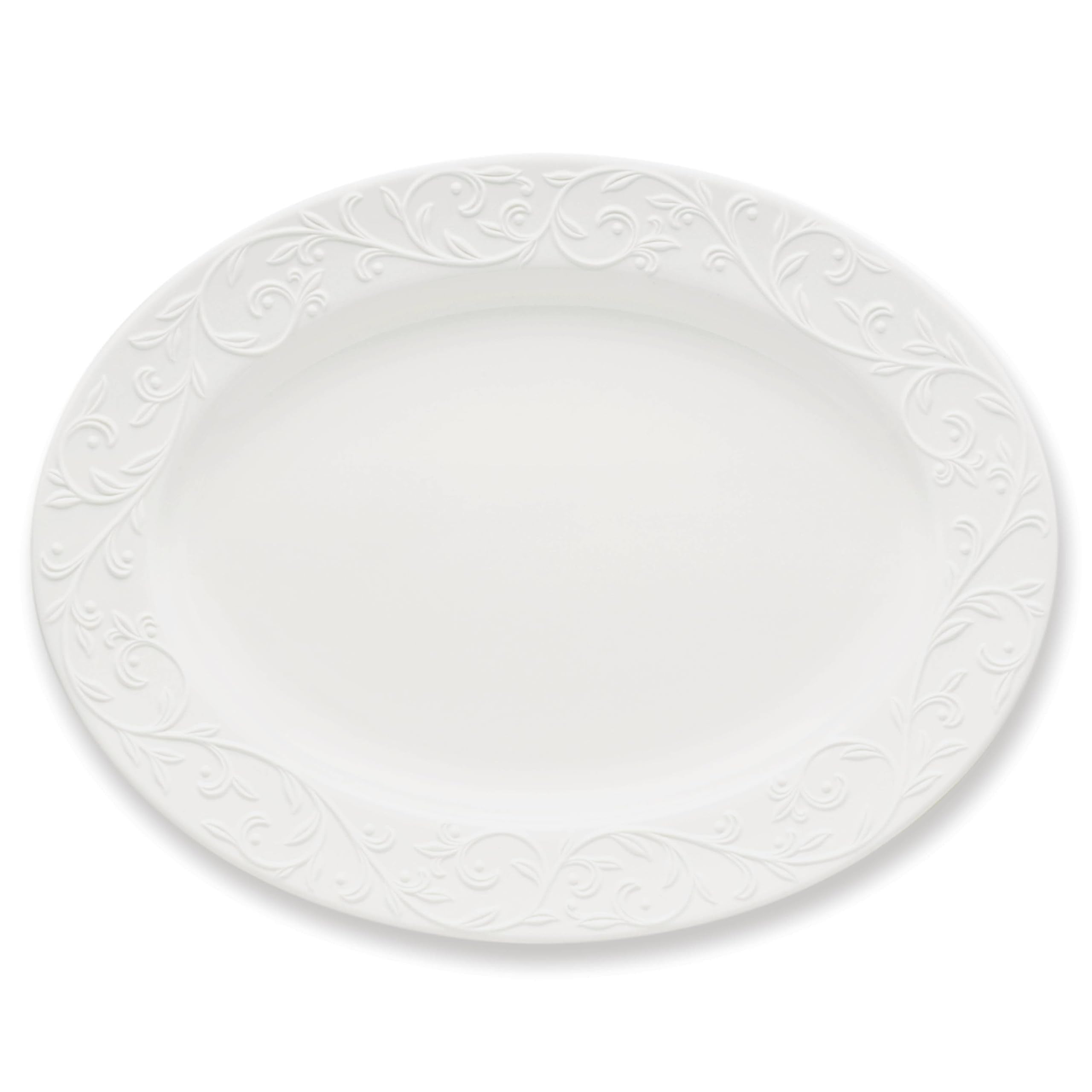 Lenox Opal Innocence Carved Large Oval Platter -,White