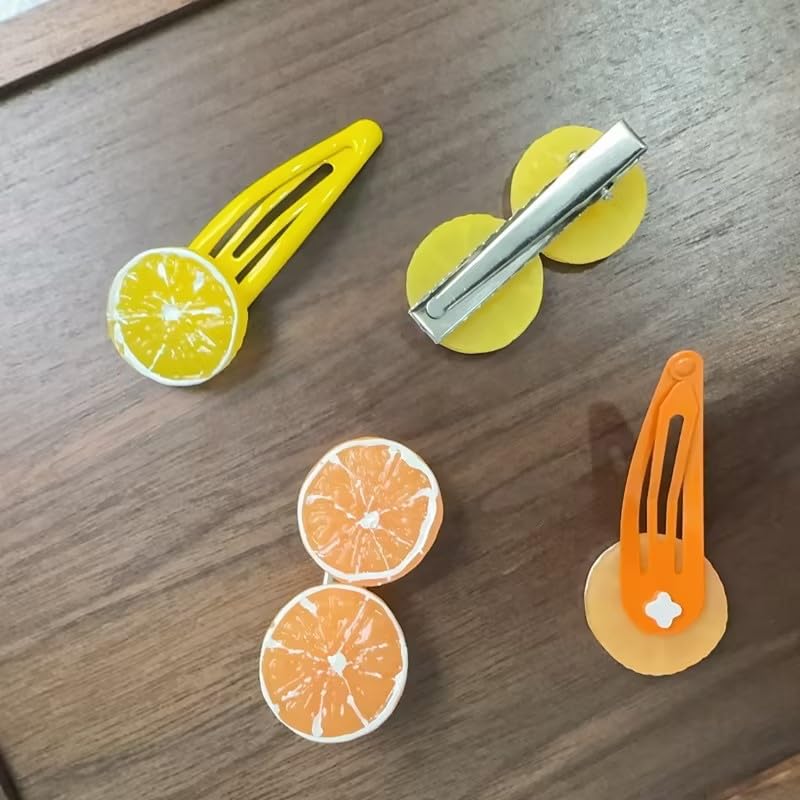 GANPUB 2 Pcs Orange Slice Snap Hair Clips for Women and Girls