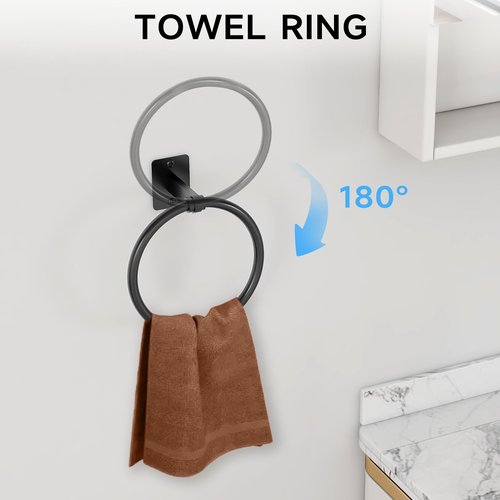 KLJKPA 20 Pieces Bathroom Hardware Set, Black Bathroom Accessories Set, 24 inch Towel Bar, Towel Racks for Bathroom, Robe Towel Hooks, Toilet Paper Holder Wall Mounted