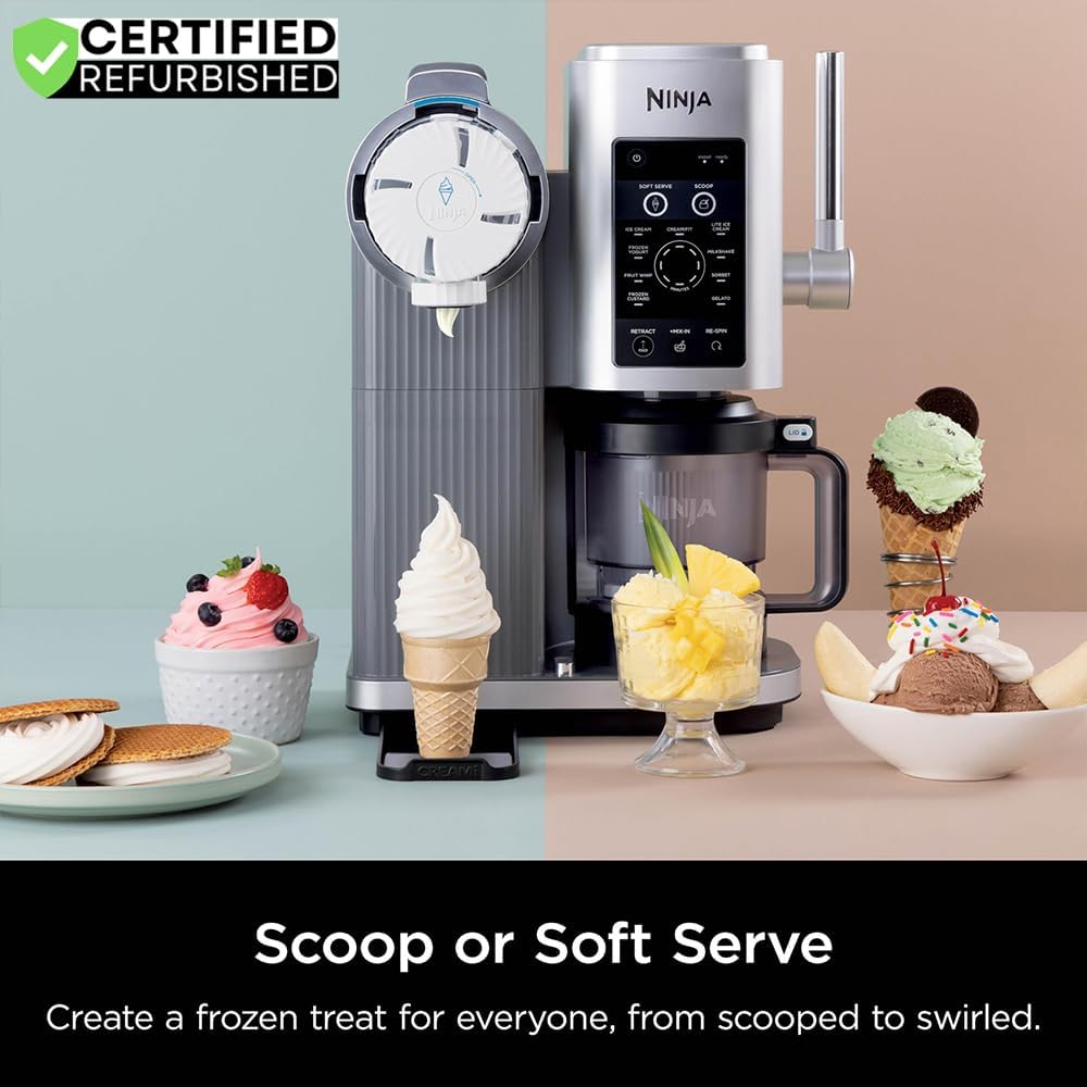 Ninja NC701 CREAMi Swirl 13-in-1 Soft Serve Ice Cream Machine - Renewed with 2-Year CPS Protection Pack
