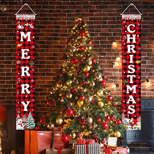 Christmas Decorations Banner - Merry Christmas Porch Door Sign 72x12 Inches