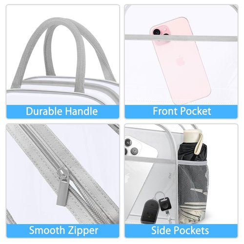 DALINDA Clear Bag Stadium Approved, Lunch Bag Lunch Box for Women Men Reusable Insulated Lunch Tote Bag