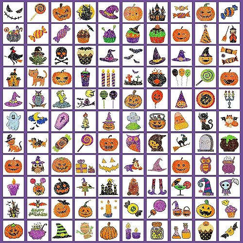 Partywind Glitter Halloween Temporary Tattoos for Kids, 204 PCS
