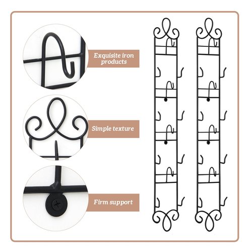 Blulu 2 Pcs Wall Mounted Tea Cup & Saucer Display Rack, 4-tier Metal Mug Holder with Plate Hangers, Decorative Wall Storage for Kitchen, Gift&Coffee Bar Display, 36'' x 5'' (Black)