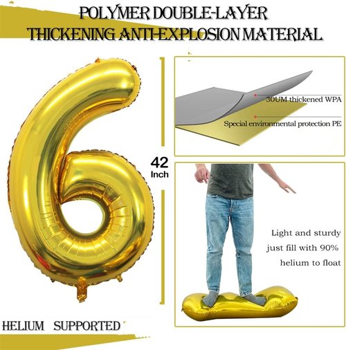 GOER Jumbo 42-Inch Number 16 Balloons - Sweet 16 Birthday Party Decorations in Gold