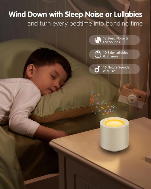 **White Noise Sound Machine - Red Light Therapy with 38 Soothing Sounds & Dimmable Night Light for Sleep**