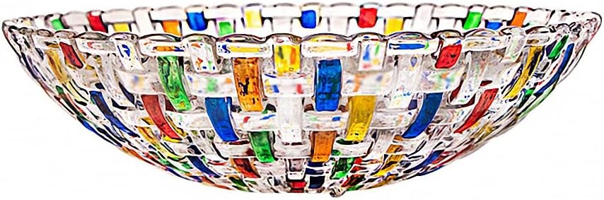 MAGCOLOR Hand-Painted Colorful Woven Glass Crystal Salad & Fruit Bowl - Perfect Centerpiece for Home & Events